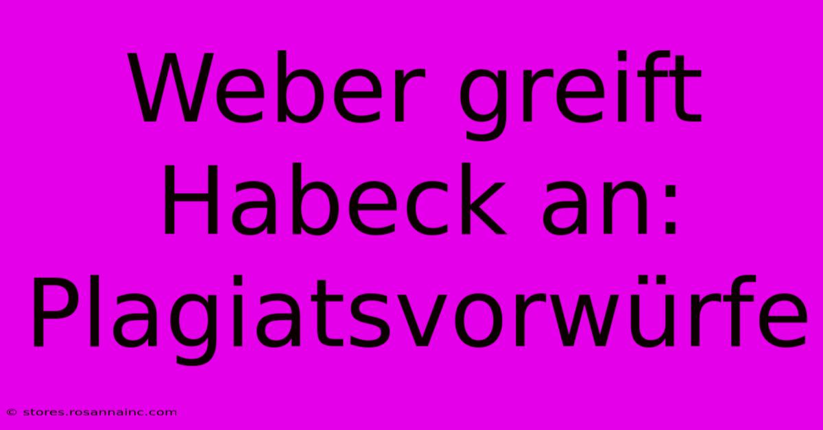 Weber Greift Habeck An: Plagiatsvorwürfe