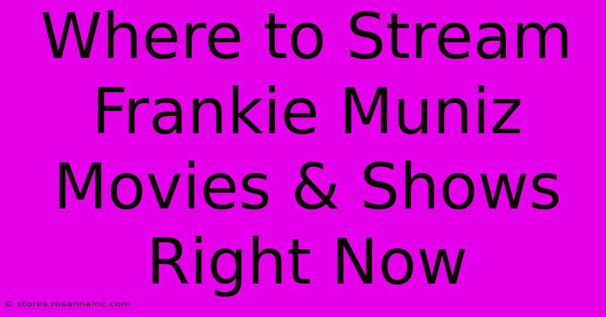 Where To Stream Frankie Muniz Movies & Shows Right Now