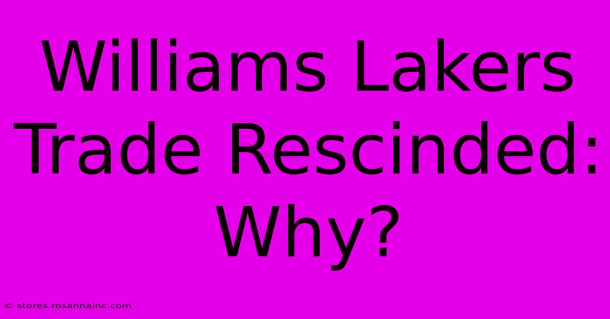 Williams Lakers Trade Rescinded: Why?