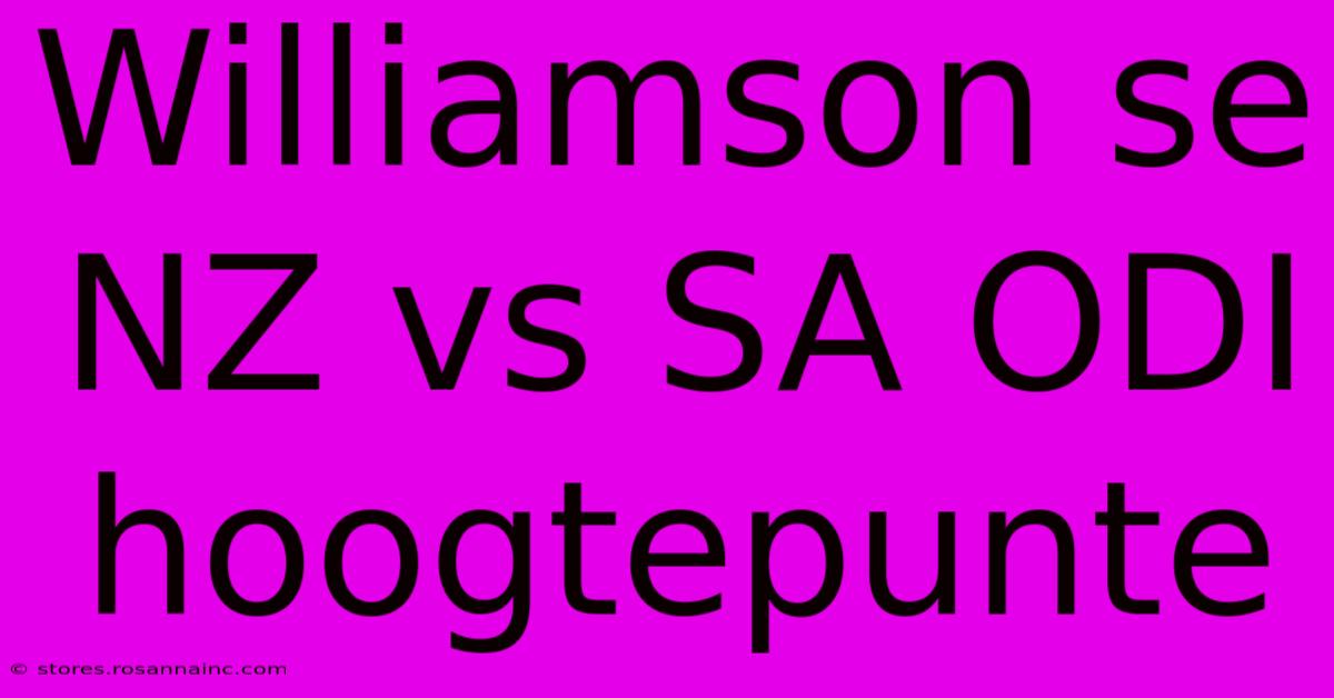 Williamson Se NZ Vs SA ODI Hoogtepunte