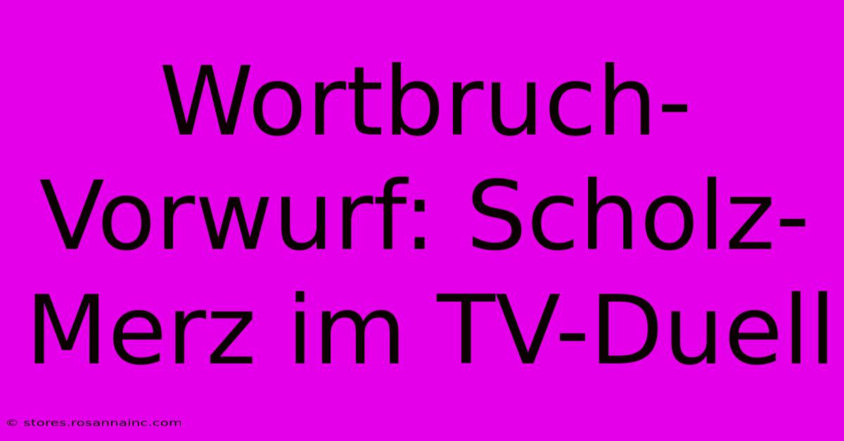 Wortbruch-Vorwurf: Scholz-Merz Im TV-Duell