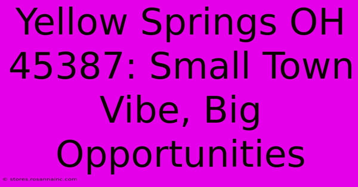 Yellow Springs OH 45387: Small Town Vibe, Big Opportunities